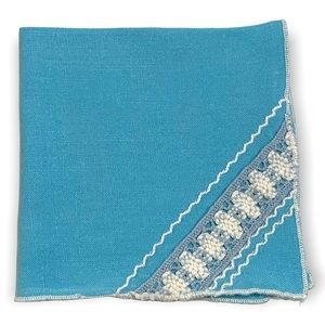 Set of Six Vintage Napkins with embroidered trim on Corner